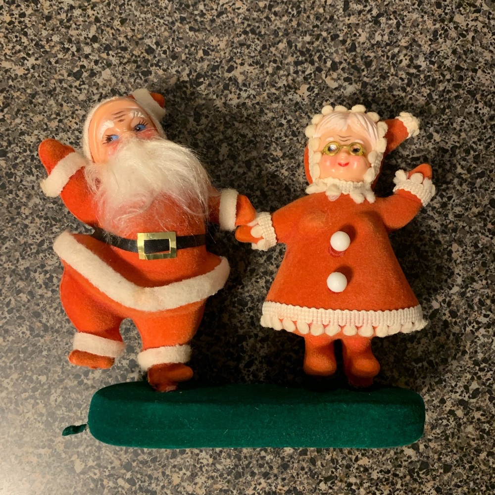 Vintage Mr. And Mrs. Claus Felt Table Ornament